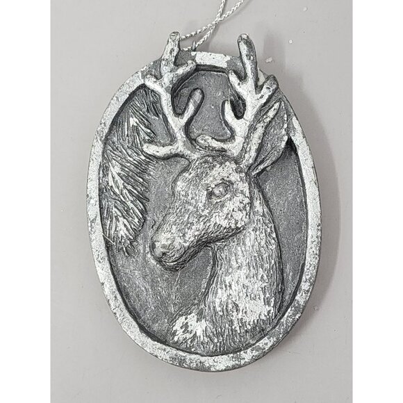 Set Of 4 Silver Tone Pinecone & Deer Hanging Christmas/Holiday Ornaments - Picture 5 of 8